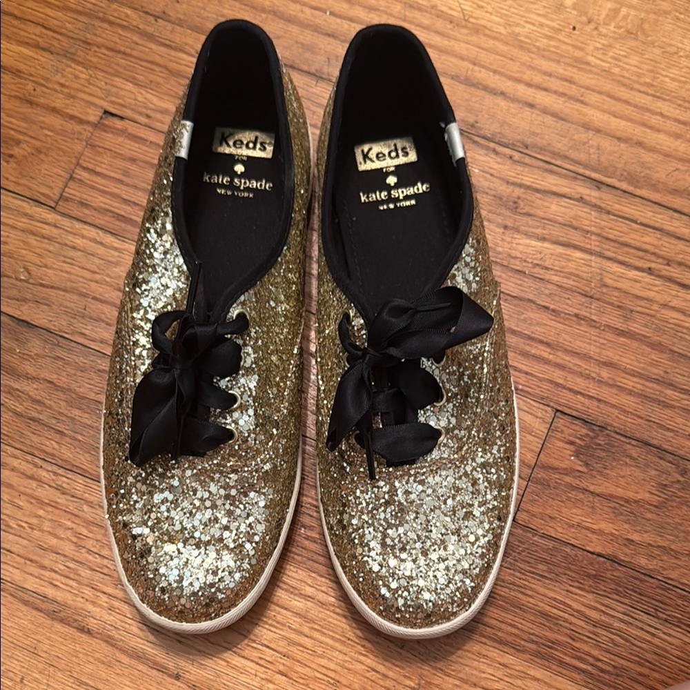 Kate Spade Gold Glitter Keds Sneakers